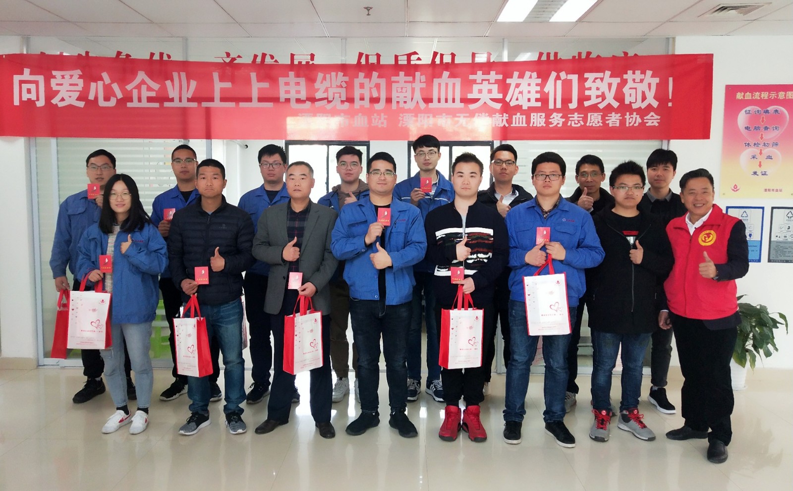 上上電纜連續(xù)10余年組織員工無償獻血，為生命加油